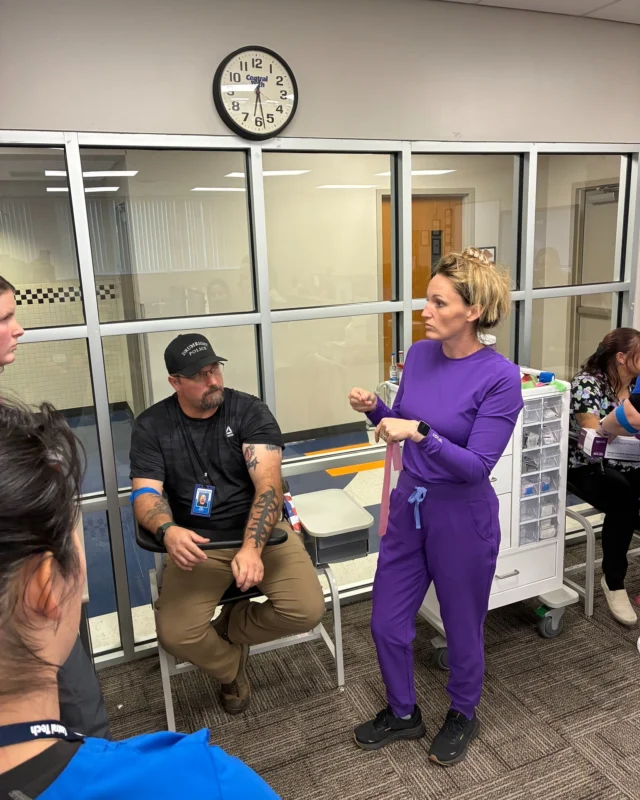 The Phlebotomy class on the Drumright campus is getting hands-on with their training as they practice blood draws and build real-world skills.

And guess who stepped up to help? Central Tech's very own police chief volunteered as a patient. Thanks, Chief!